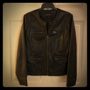 Black leather coat